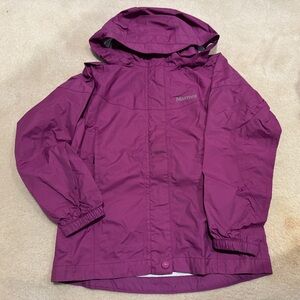 Marmot PreCip rain jacket, girl, s/p/ch, beet color